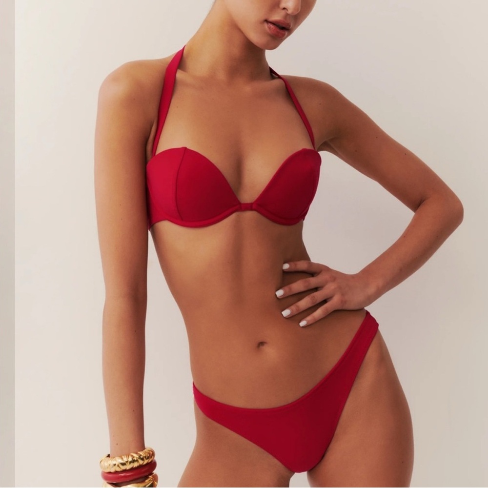 NWT Red Halter or Strapless Convertible Bikini Top Reformation Lago